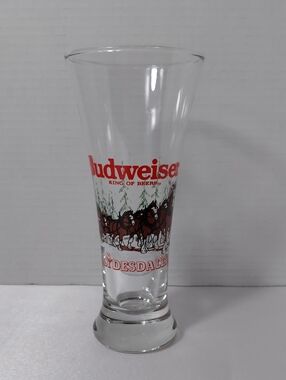 1989 Budweiser Clear Glass with Red Clydesdale Team Artwork